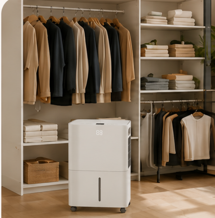 MD001 dehumidifier in a closet